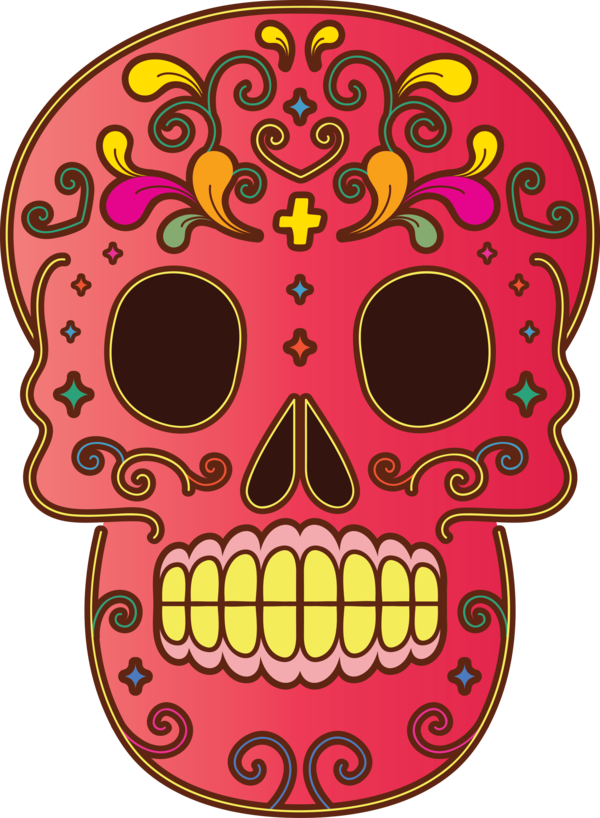 Transparent Day of the Dead Pattern Meter Flower for Calavera for Day Of The Dead