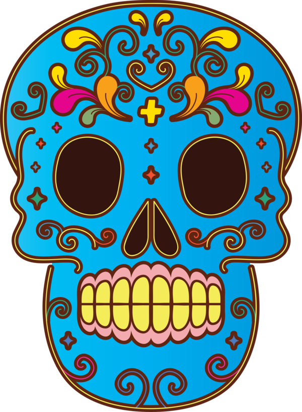 Transparent Day of the Dead Yellow Pattern Meter for Calavera for Day Of The Dead