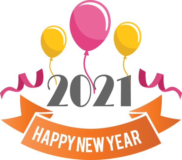 Transparent New Year Logo Balloon Yellow for Happy New Year 2021 for New Year