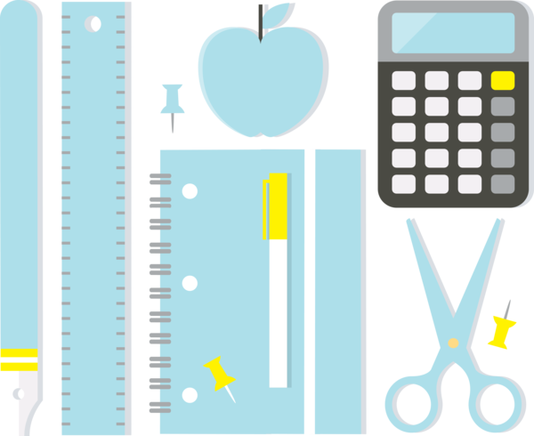 Transparent Back to School Adobe Illustrator Icon Flat design for Back to School Supplies for Back To School