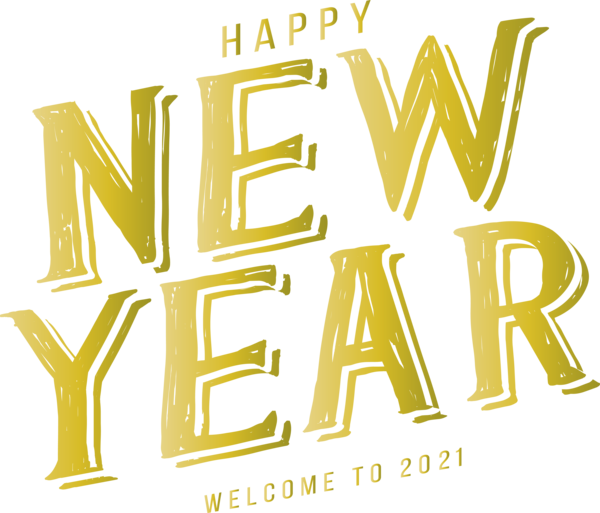 Transparent New Year Logo Font Yellow for Happy New Year 2021 for New Year