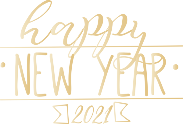 Transparent New Year Logo Font Yellow for Happy New Year 2021 for New Year