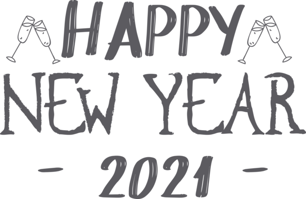 Transparent New Year English alphabet Logo Black and white for Happy New Year 2021 for New Year
