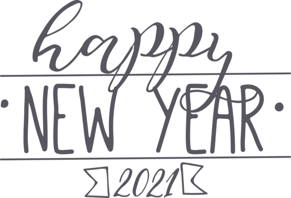 Transparent New Year Logo Calligraphy Font for Happy New Year 2021 for New Year
