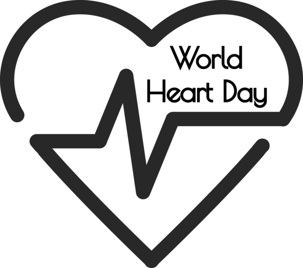 Transparent World Heart Day Logo Font Black and white for Heart Day for World Heart Day