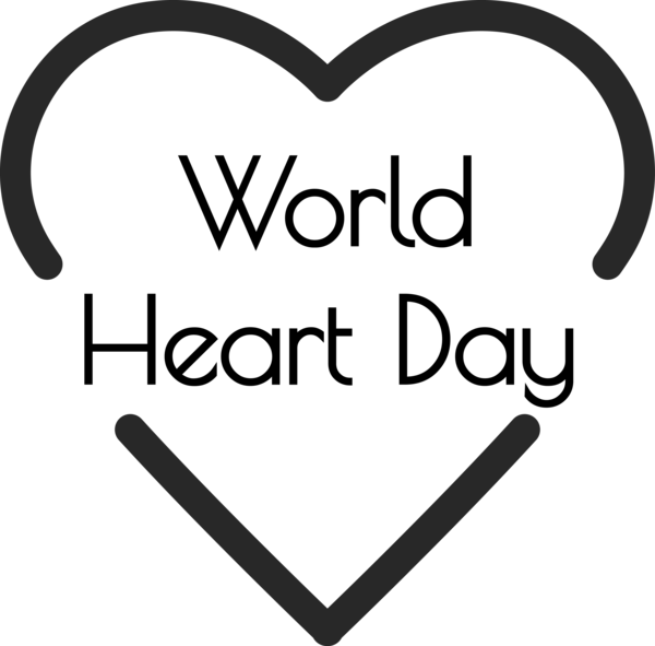 Transparent World Heart Day Logo Black and white Line for Heart Day for World Heart Day