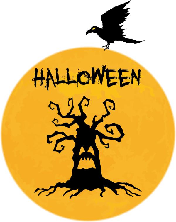 Transparent halloween Logo Tree Orange for Happy Halloween for Halloween