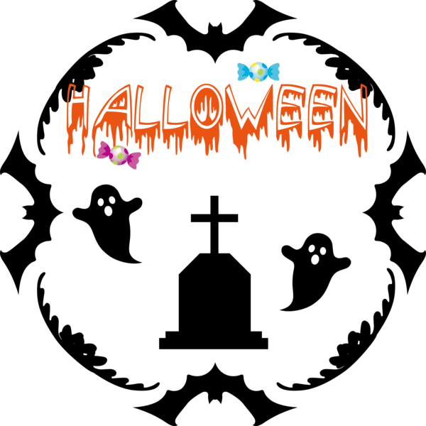 Transparent Halloween Logo Design Black and white for Happy Halloween for Halloween