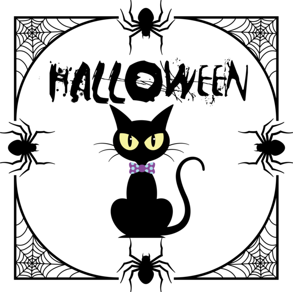Transparent Halloween Cat Visual arts Design for Happy Halloween for Halloween