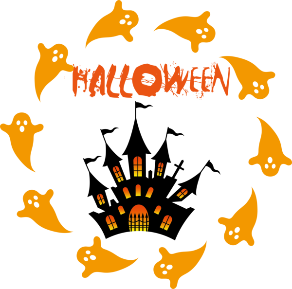 Transparent Halloween Logo Yellow Leaf for Happy Halloween for Halloween