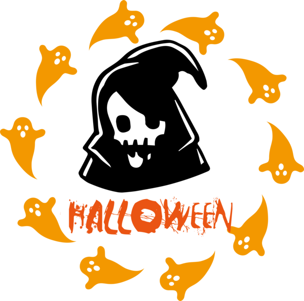 Transparent Halloween Logo Yellow Line for Happy Halloween for Halloween