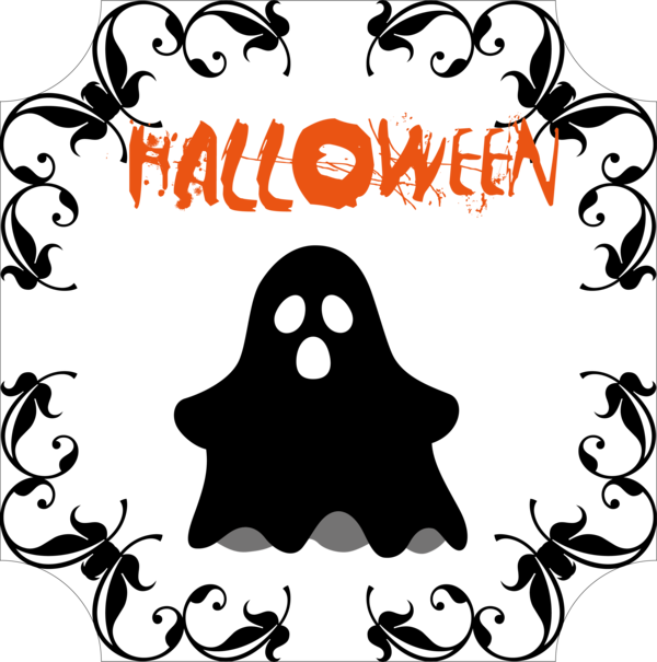 Transparent Halloween Black and white Design Cartoon for Happy Halloween for Halloween