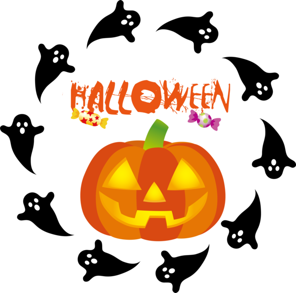Transparent Halloween Jack-o'-lantern Cat Logo for Happy Halloween for Halloween