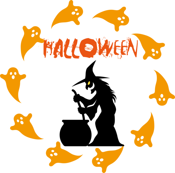 Transparent Halloween Logo Cat Yellow for Happy Halloween for Halloween