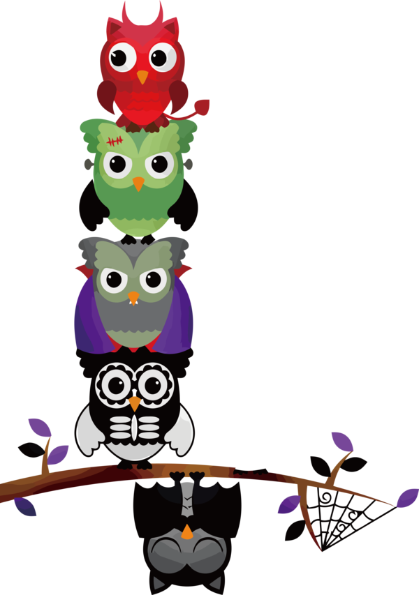 Transparent Halloween Owls Cartoon Monster for Black Cats for Halloween