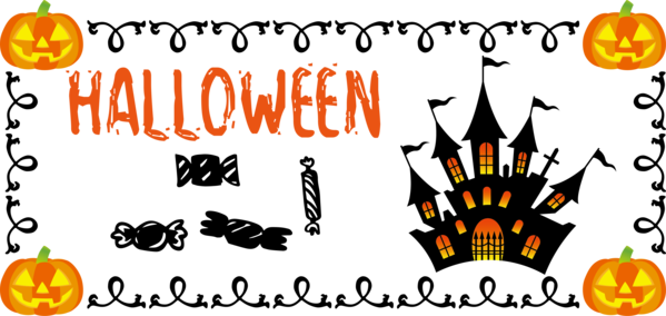 Transparent Halloween Line art Cartoon Orange for Happy Halloween for Halloween