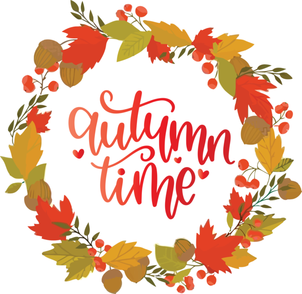 Transparent Thanksgiving Autumn Wreath Floral design for Hello Autumn for Thanksgiving