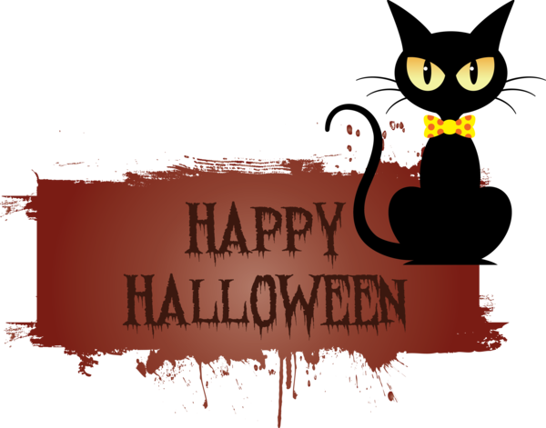 Transparent Halloween Logo Bombay cat Black cat for Happy Halloween for Halloween