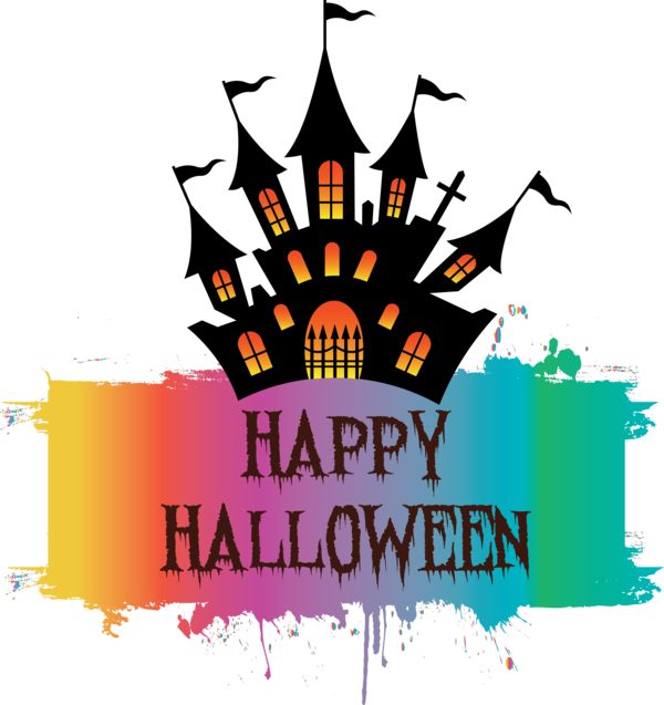 Transparent Halloween Logo Design Line art for Happy Halloween for Halloween