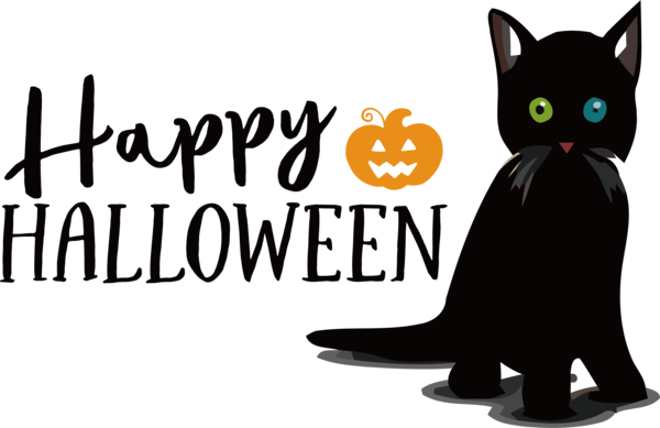Transparent Halloween Kitten Black cat Cat for Happy Halloween for Halloween