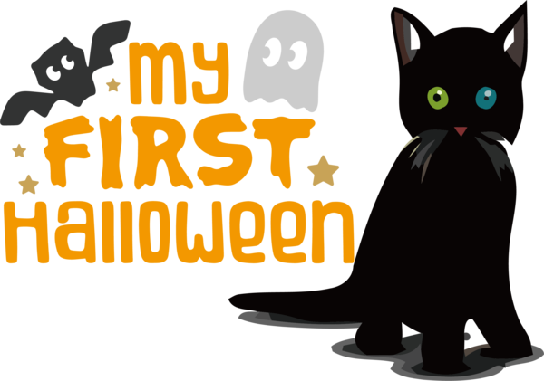 Transparent Halloween Kitten Cat Black cat for Happy Halloween for Halloween