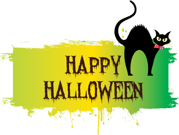 Transparent Halloween Cat Logo Cartoon for Happy Halloween for Halloween