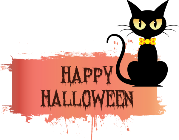 Transparent Halloween Bombay cat Logo Black cat for Happy Halloween for Halloween