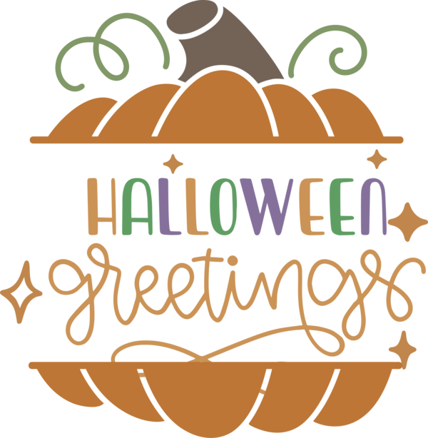 Transparent Halloween Logo Line Text for Happy Halloween for Halloween