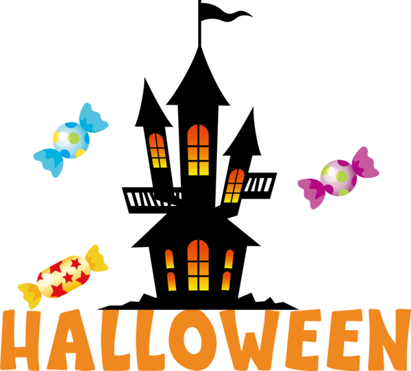 Transparent Halloween Logo Line Text for Happy Halloween for Halloween