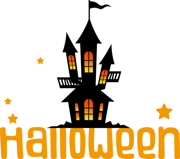 Transparent Halloween Logo Drawing Line art for Happy Halloween for Halloween