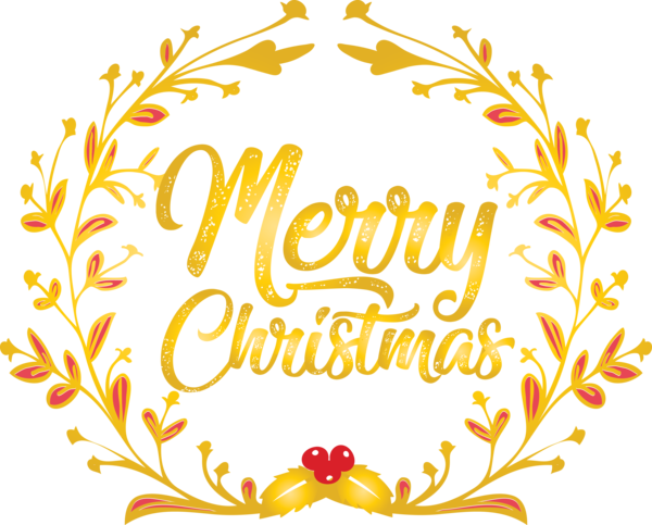 Transparent Christmas Calligraphy Typography Floral design for Merry Christmas for Christmas