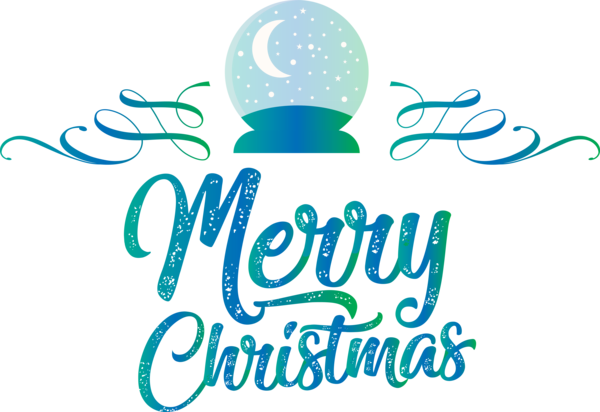 Transparent Christmas Logo Aqua M Text for Merry Christmas for Christmas
