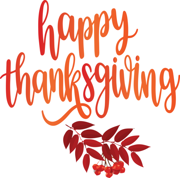 Transparent Thanksgiving Logo Flower Calligraphy for Happy Thanksgiving for Thanksgiving