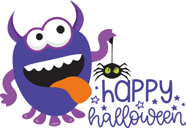 Transparent Halloween Logo Cartoon Text for Happy Halloween for Halloween