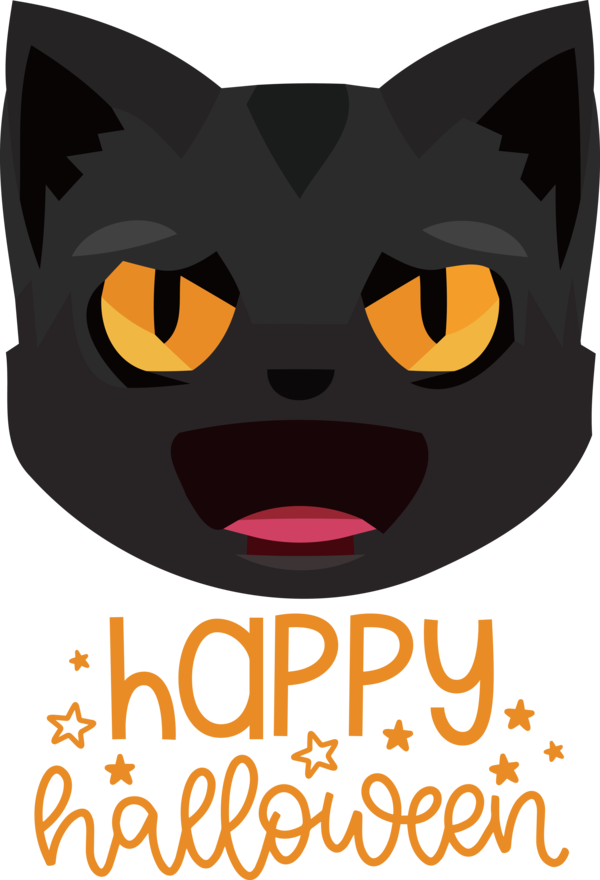 Transparent Halloween Kitten Whiskers Black cat for Happy Halloween for Halloween