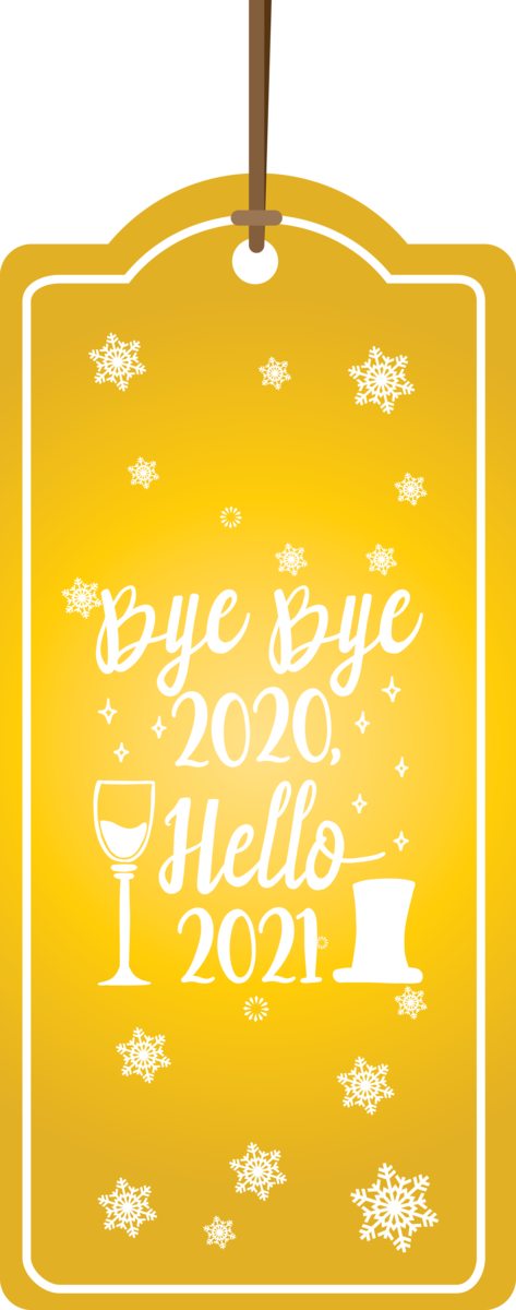 Transparent New Year Text Yellow Font for Happy New Year 2021 for New Year
