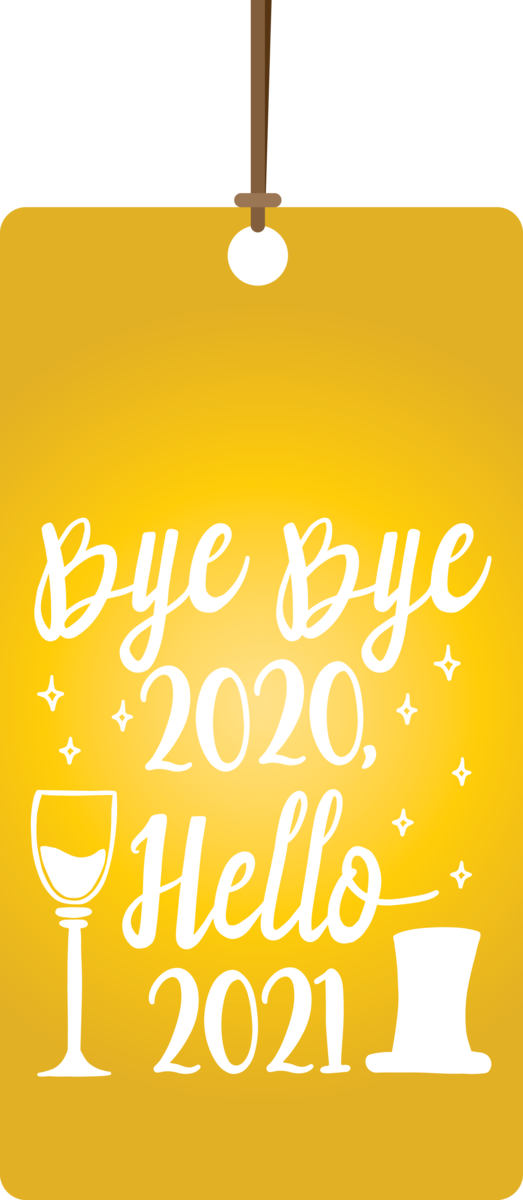 Transparent New Year Calligraphy Font Yellow for Happy New Year 2021 for New Year