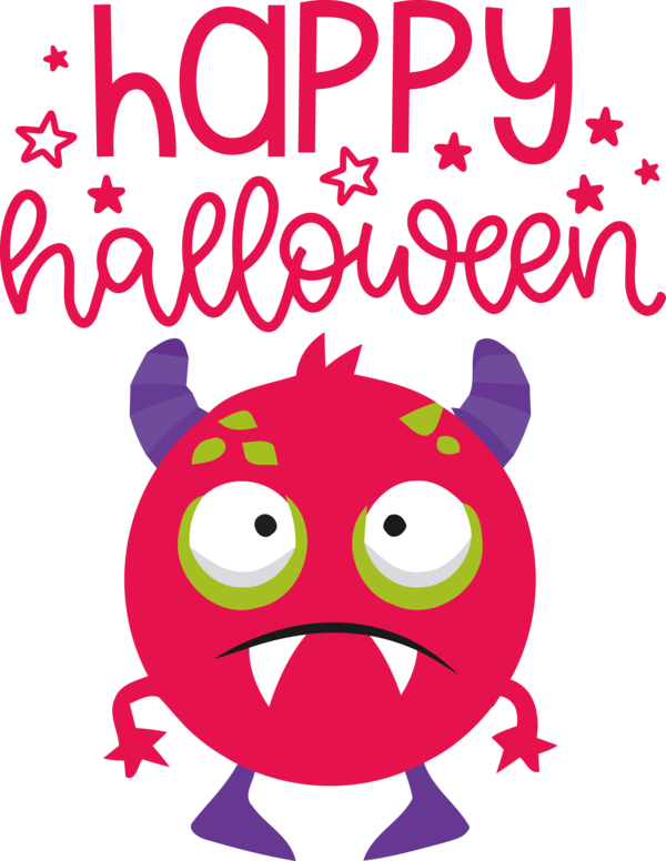 Transparent Halloween Cartoon Line Text for Happy Halloween for Halloween