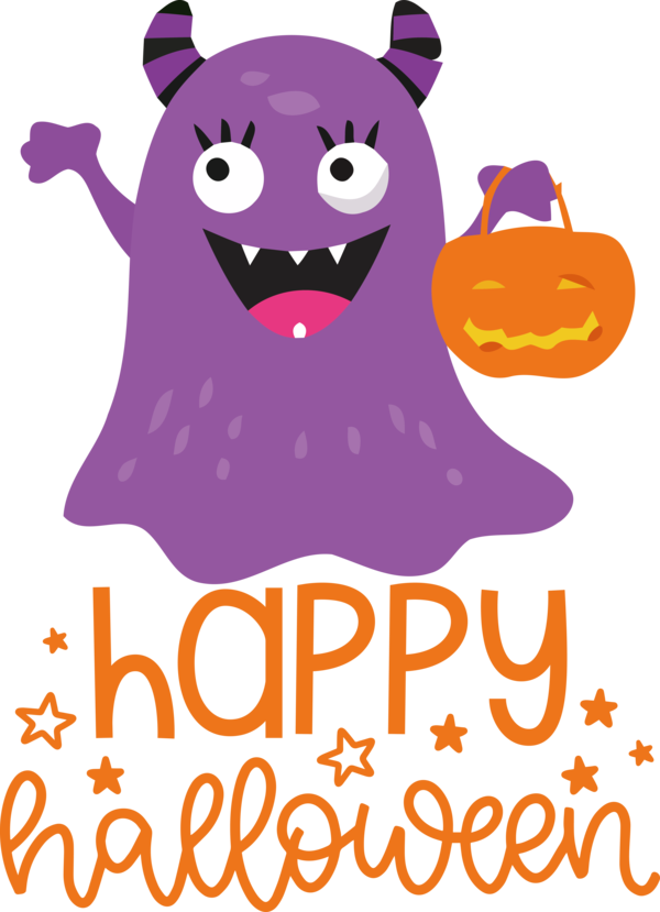 Transparent Halloween Cartoon Line Text for Happy Halloween for Halloween