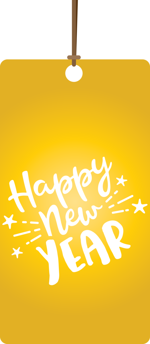 Transparent New Year Christmas ornament Yellow Text for Happy New Year 2021 for New Year
