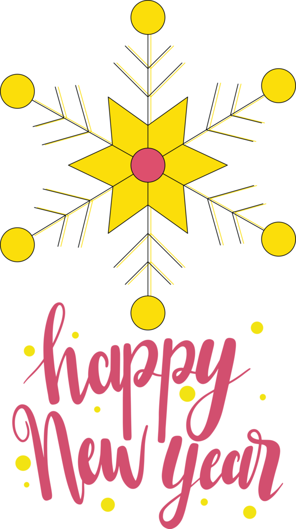 Transparent New Year Design Floral design Yellow for Happy New Year 2021 for New Year
