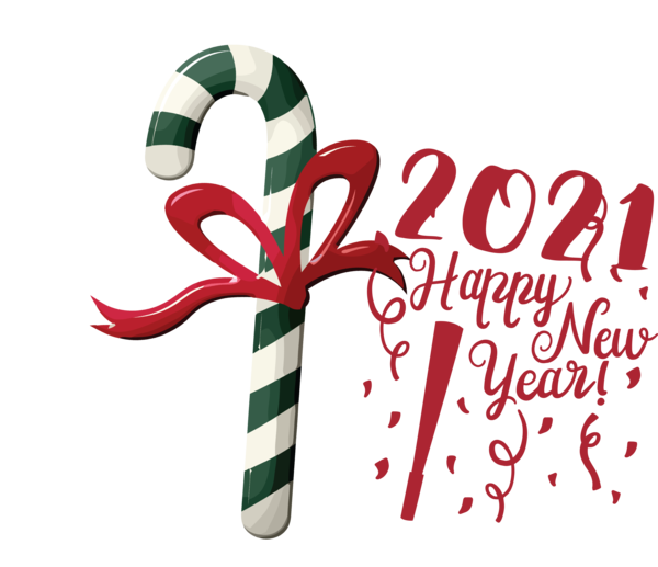 Transparent New Year Candy cane Christmas ornament Logo for Happy New Year 2021 for New Year