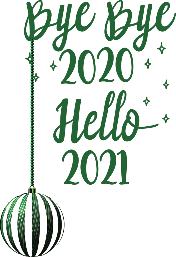 Transparent New Year Christmas ornament Leaf Plant stem for Happy New Year 2021 for New Year