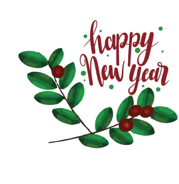 Transparent New Year Plant stem Leaf Holly for Happy New Year 2021 for New Year