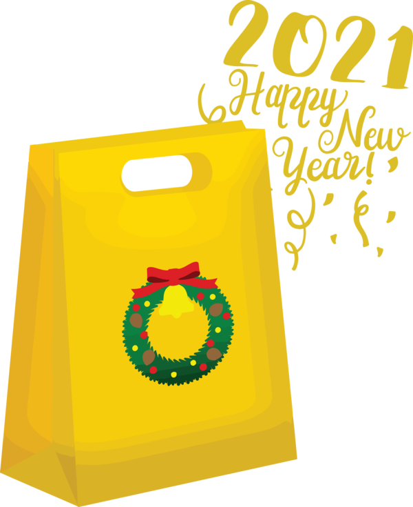 Transparent New Year Yellow Font Text for Happy New Year 2021 for New Year