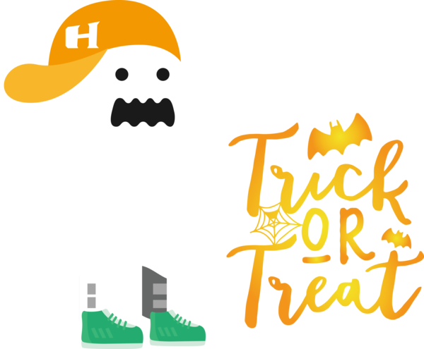 Transparent Halloween Logo Smiley Yellow for Trick Or Treat for Halloween
