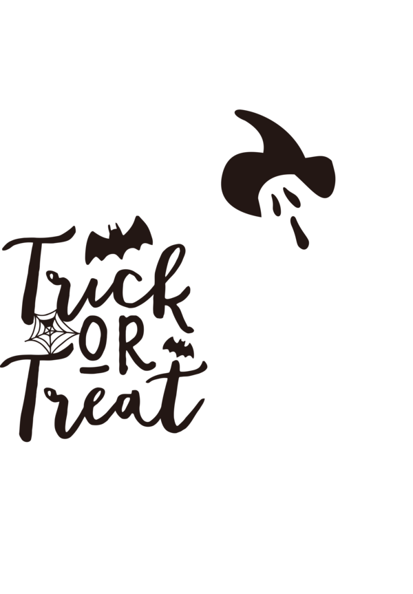 Transparent Halloween Logo Calligraphy Black and white for Trick Or Treat for Halloween