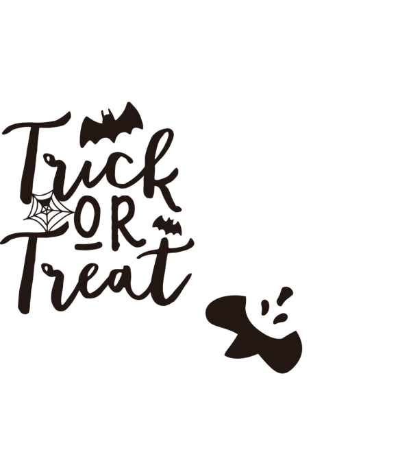 Transparent Halloween Logo Black and white Cartoon for Trick Or Treat for Halloween