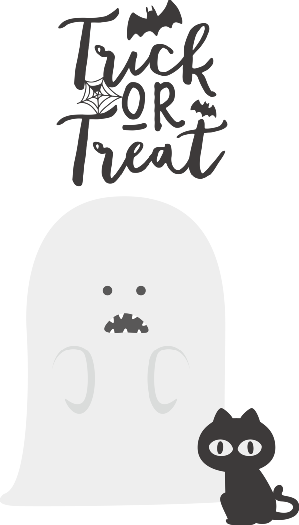 Transparent Halloween Logo Black and white Cartoon for Trick Or Treat for Halloween