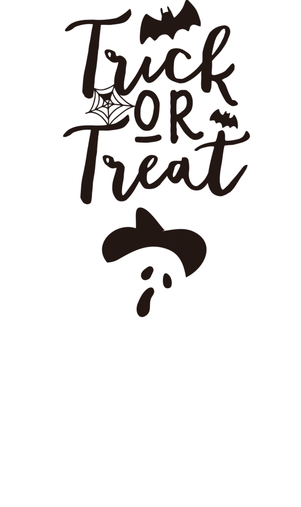 Transparent Halloween Logo Cartoon Black and white for Trick Or Treat for Halloween